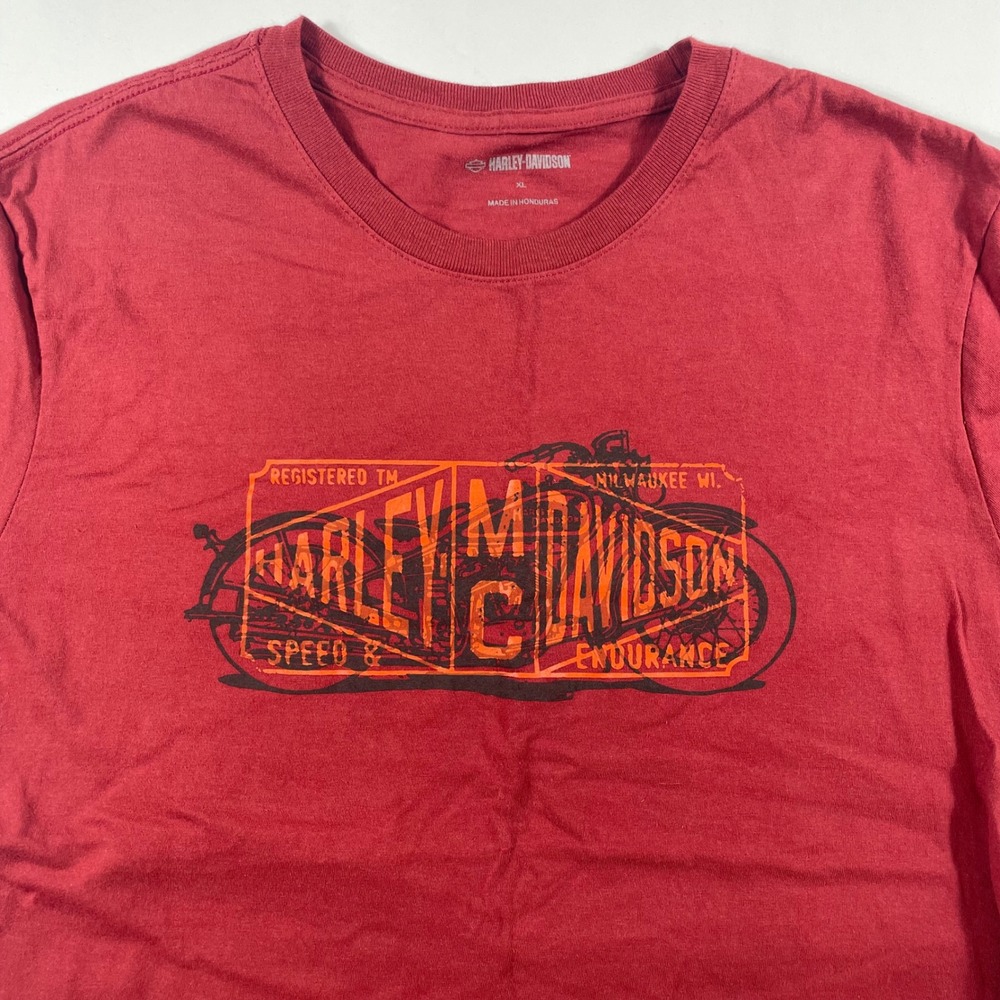 Harley-Davidson Graphic T-Shirt Mens XL Speed & Endurance Burgundy Red